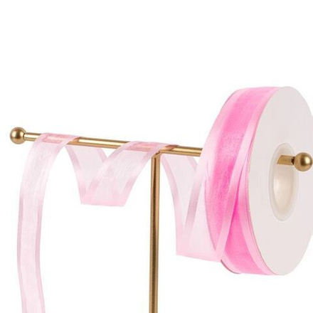 Лента ШИФОН Люкс с люрексом 2.5см*18м РОЗОВЫЙ №2