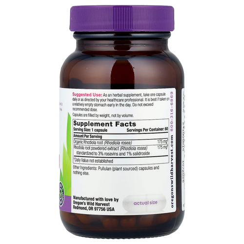 Oregon's Wild Harvest, родиола, 60 веганских капсул