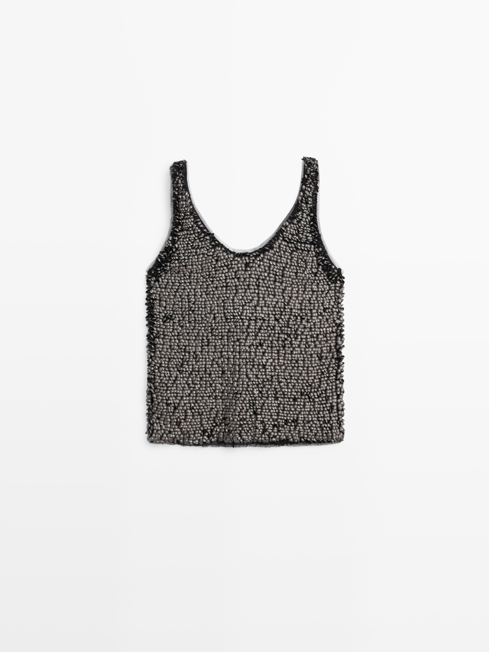 Massimo Dutti Топ с бретелями и бисером, серый