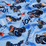 Кулирная гладь с рисунком, 100% хлопок, 150 гр/м2, голубой/чёрный (20669)