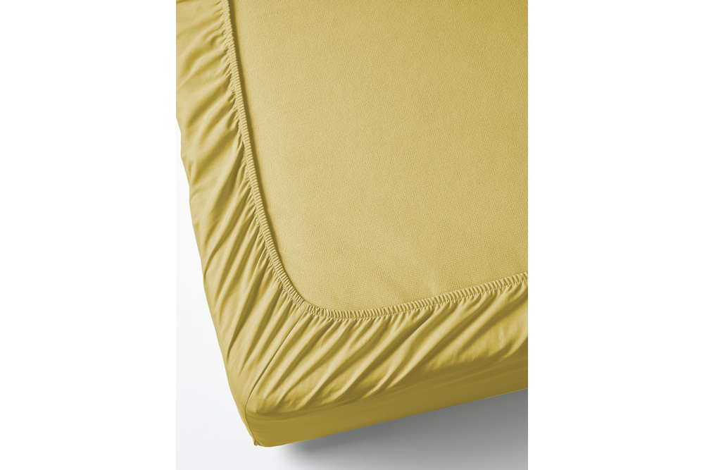 Простынь GoodNight Сатин 200х200х20 Горчичный на резинке