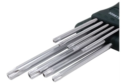 Набор ключей TORX RF-5098TXL: экстра длинных Т10Н-Т50Н- с отверстием 9пр. на пласт. держат. ROCKFORCE