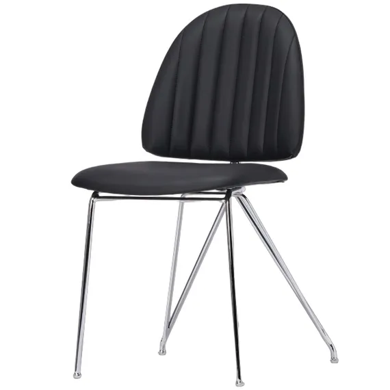 Обеденный стул Sundseat, черная экокожа, ножки хром