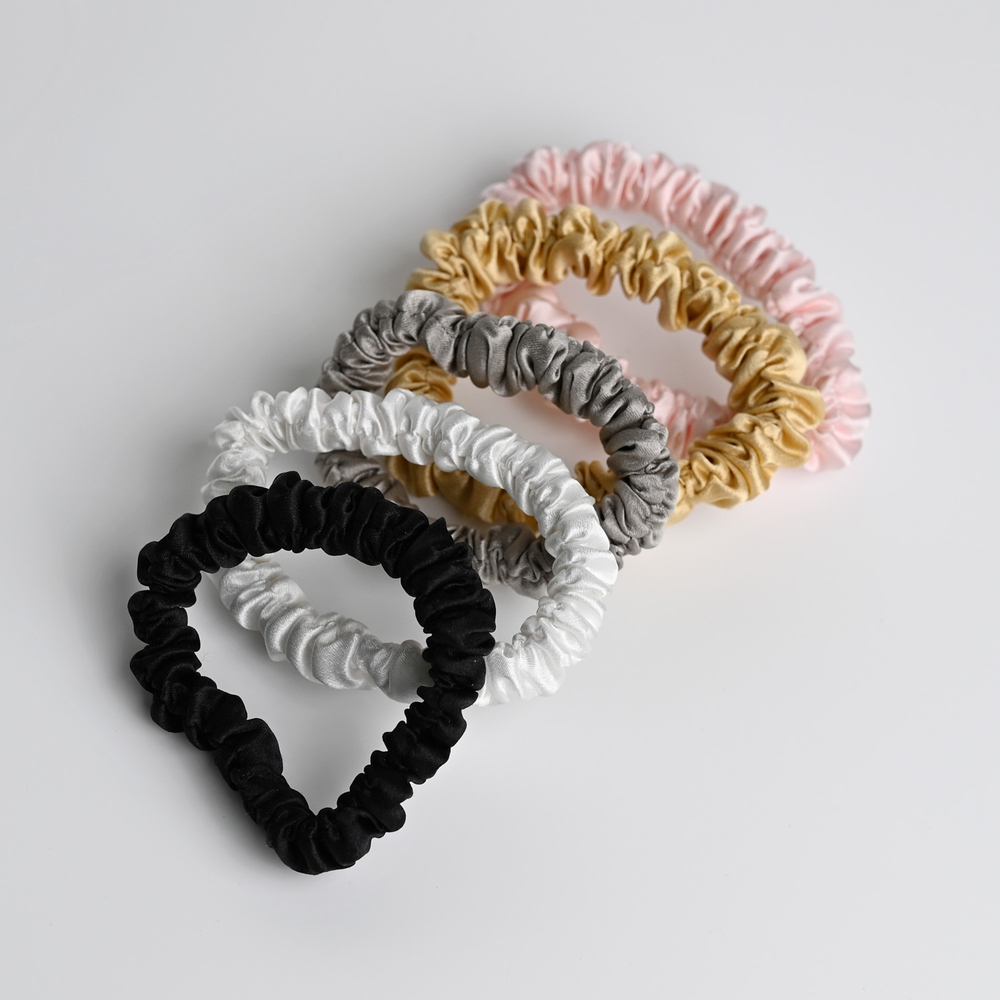 Набор резинок для волос "Small" розовый, черный, айвори, золотистый, серый