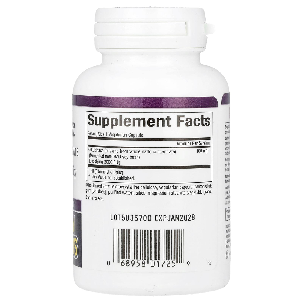 Natural Factors, наттокиназа, 100 мг, 60 вегетарианских капсул