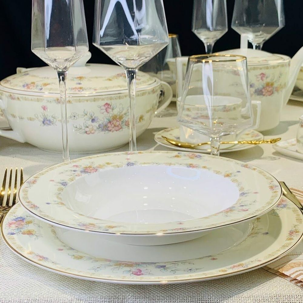 Lenardi 145-322 Набор из 6 глубоких тарелок 23см FLEUR в под.уп.(х6)Костяной фарфор