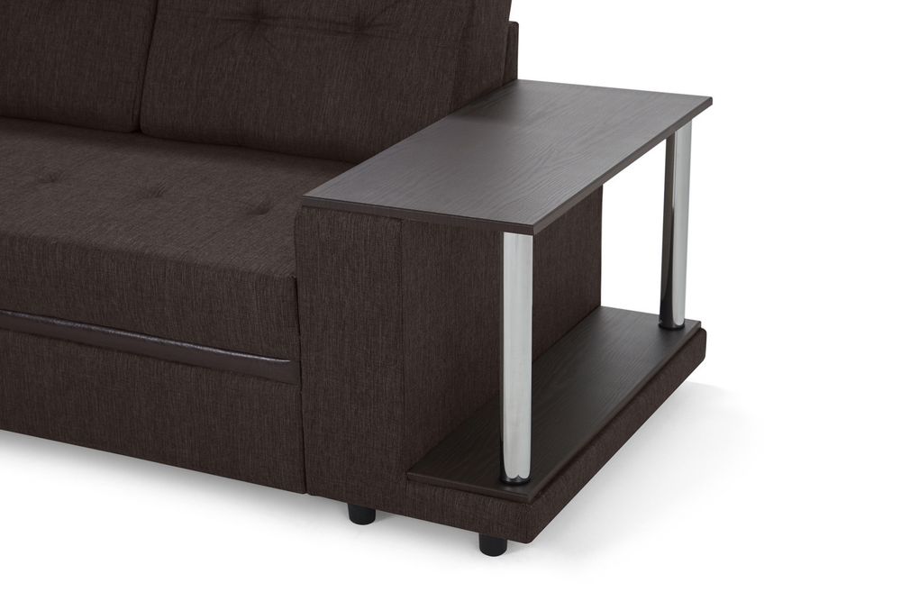 Угловой диван-кровать из массива бруса Вольберг со столиком