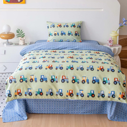 Комплект постельного белья на резинке Сатин Люкс KIDS 100% хлопок CDKR086, 1.5 спальный, простыня 90x200, наволочка 50x70