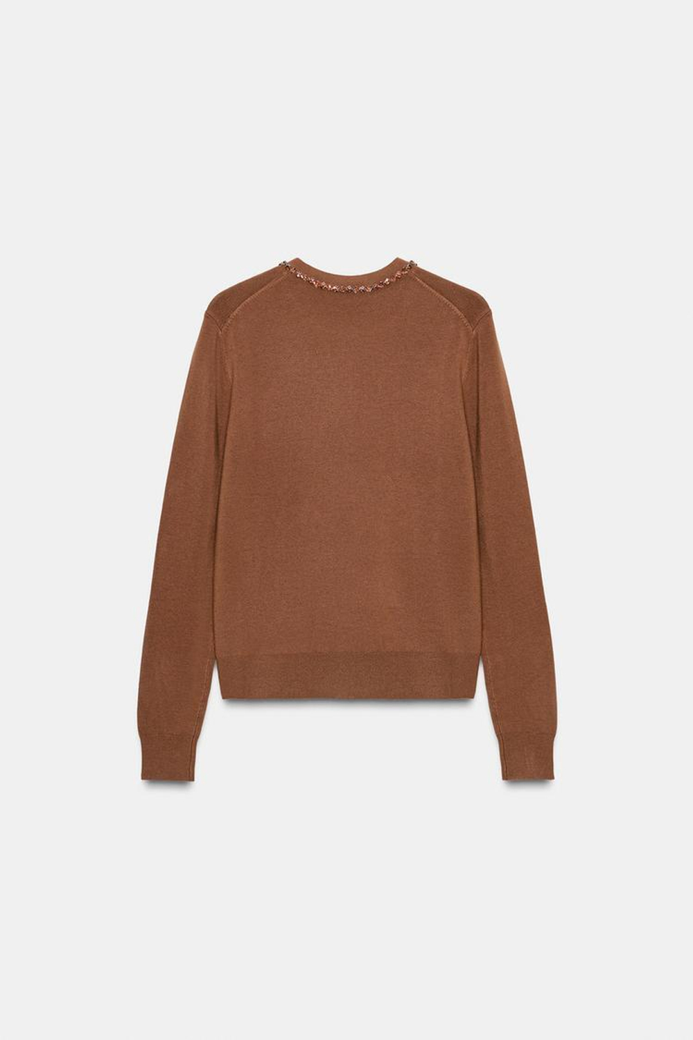 ZARА КАРДИГАН С КОНТРАСТНЫМИ ДЕТАЛЯМИ, КОРИЧНЕВЫЙ