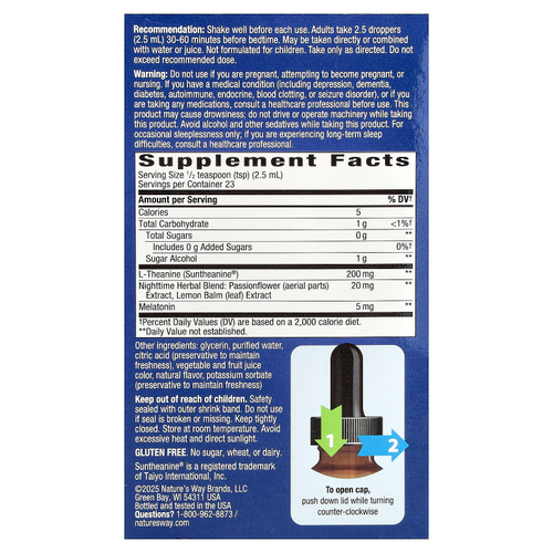 Nature's Way, Sleep Tonight™, мелатонин, капли, вишня, 59 мл (2 жидк. унции)