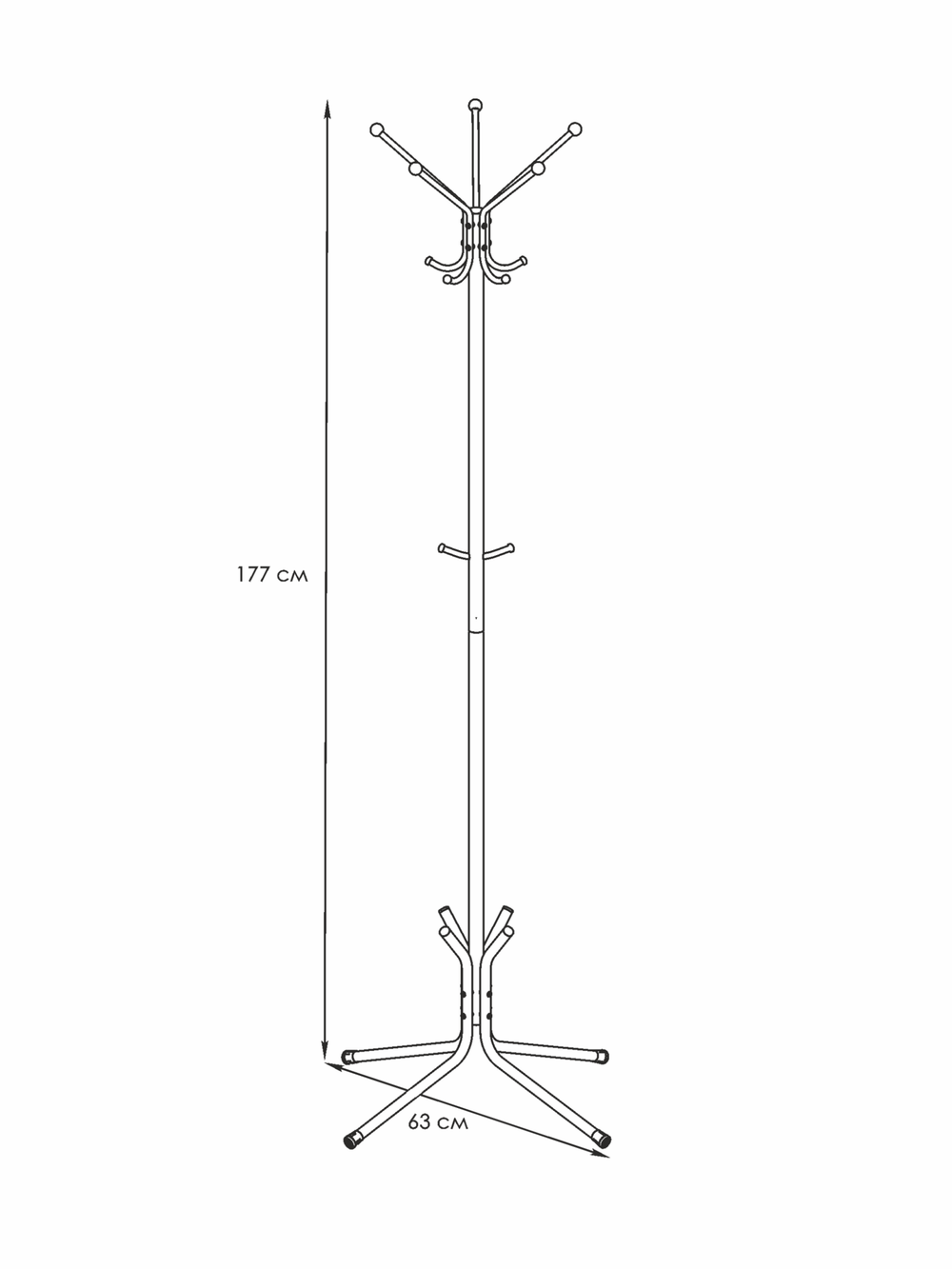 Вешалка напольная "Луч 5" (черный)