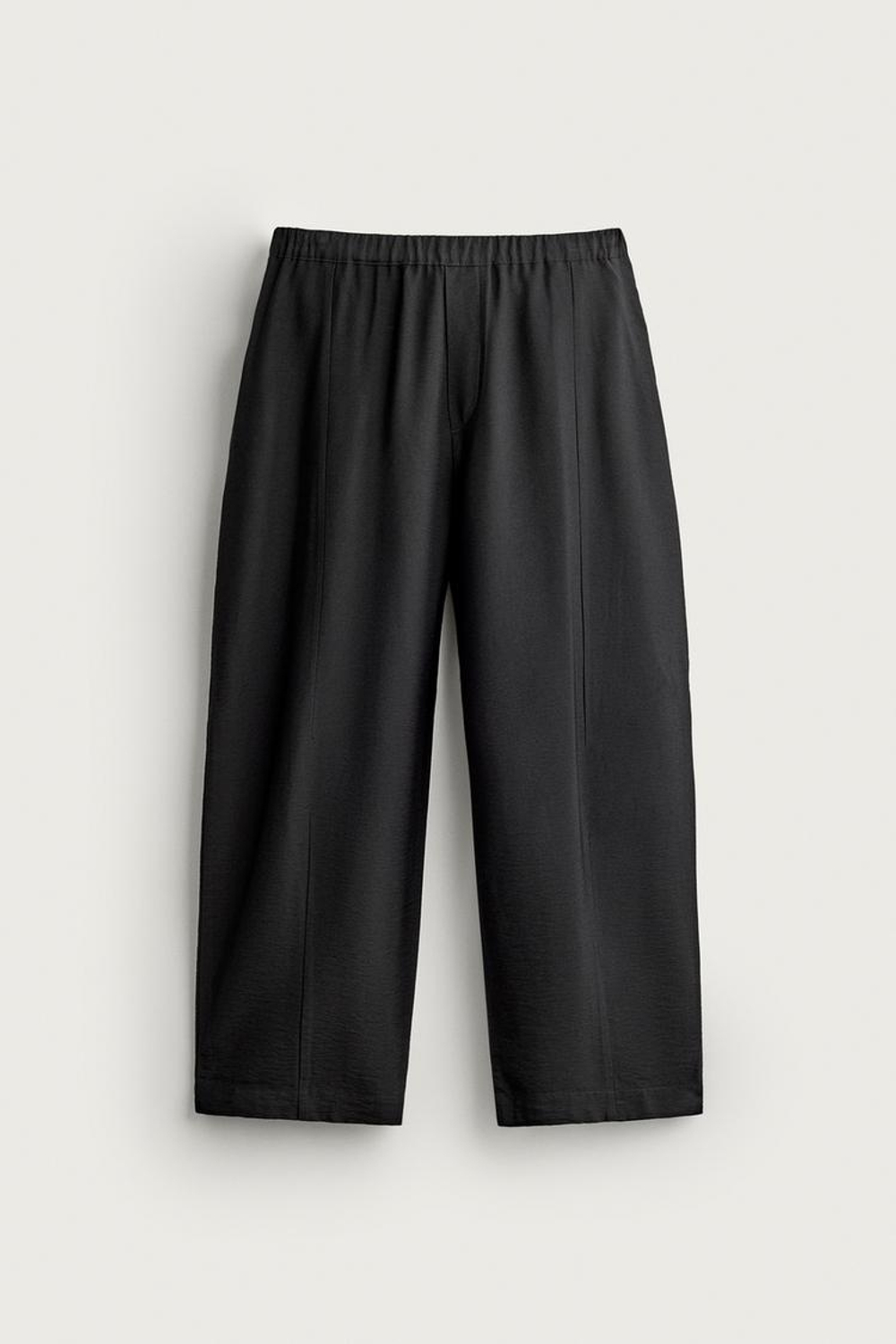 ZARA БРЮКИ-БАЛОНЫ ИЗ СТРУЯЩЕЙСЯ ТКАНИ, ЧЕРНЫЙ