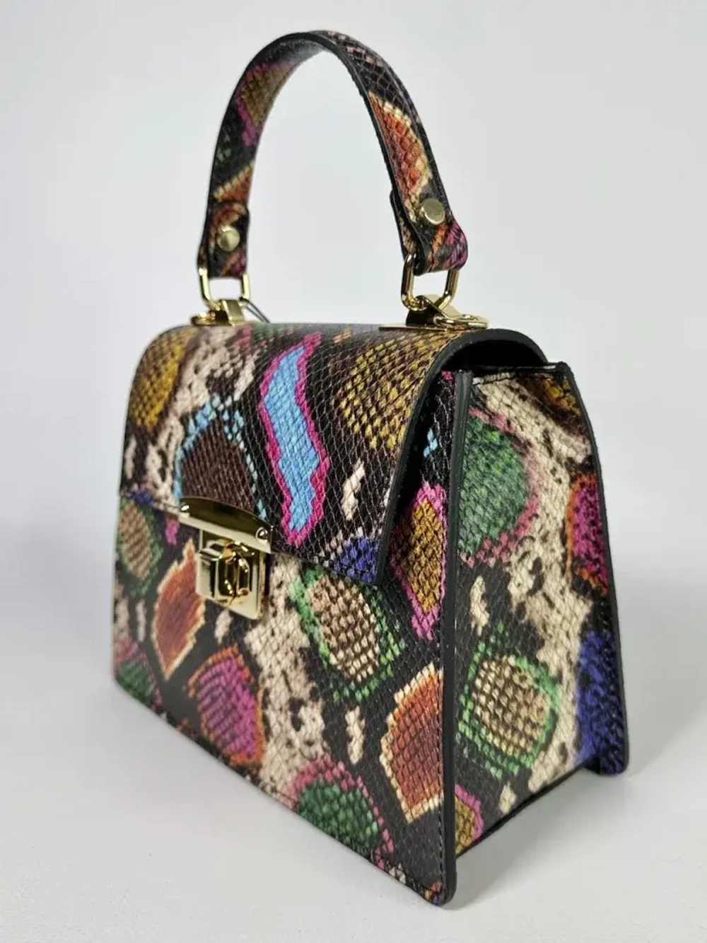 Женская разноцветная сумка из натуральной кожи