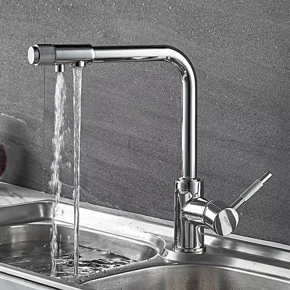 Смеситель для кухни с выходом для питьевой воды, переключатель на изливе (латунь) (1/10) L4155-3