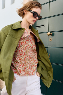 ZARA ПАЛЬТО ИЗ ИСКУССТВЕННОЙ ЗАМШИ, ФИСТАШКОВЫЙ