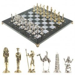 Шахматы "Древний Египет" доска 40х40 см серый мрамор G 122631