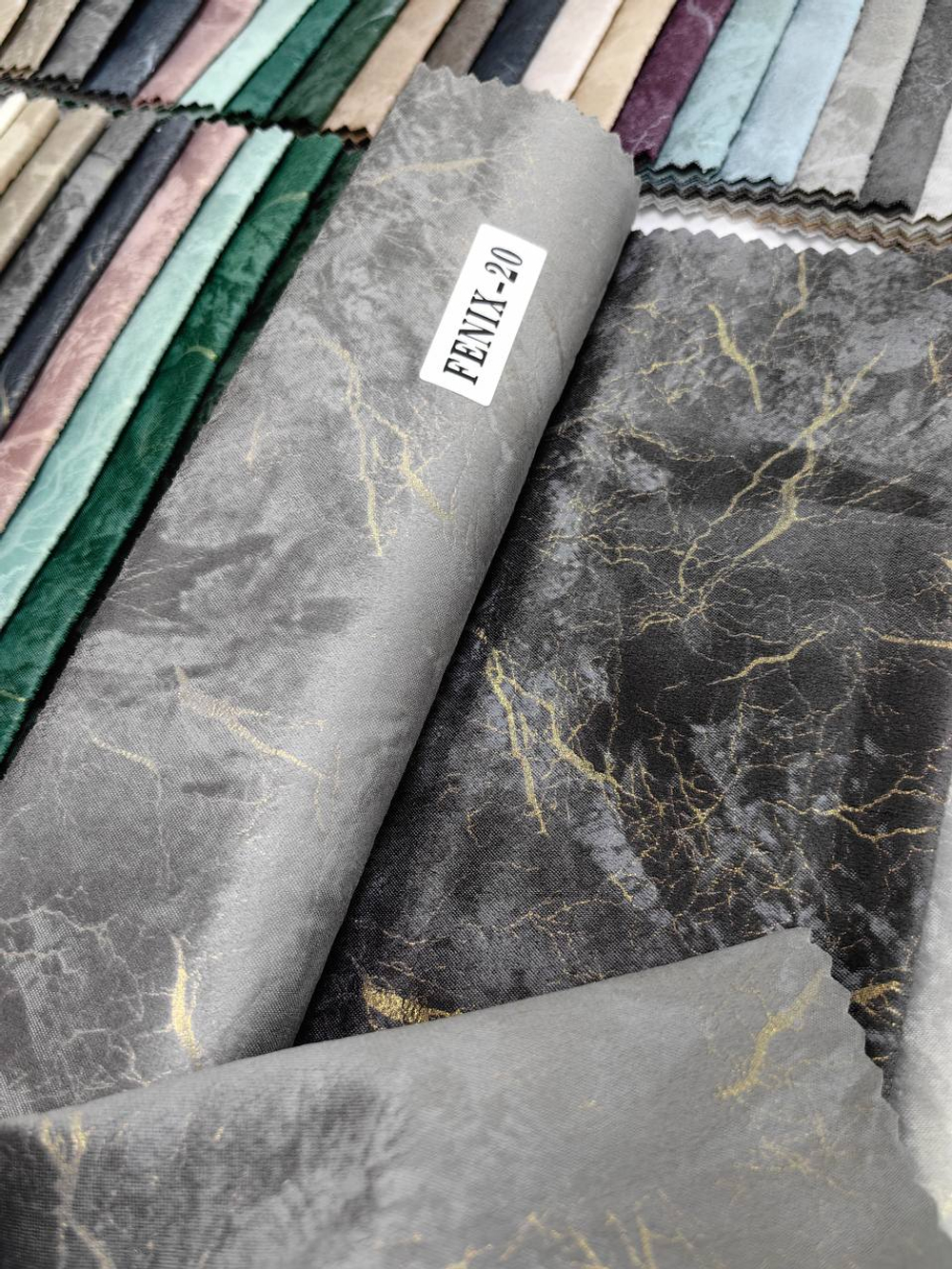 Ткань для портьер бархат с золотом Феникс (001 F)