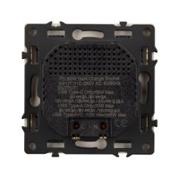 Механизм розетки с быстрой USB зарядкой SCT-NOBE-MUAC-SFPL-FC-GD (65W, QC3) (Arlight, Золотой песок) 054318
