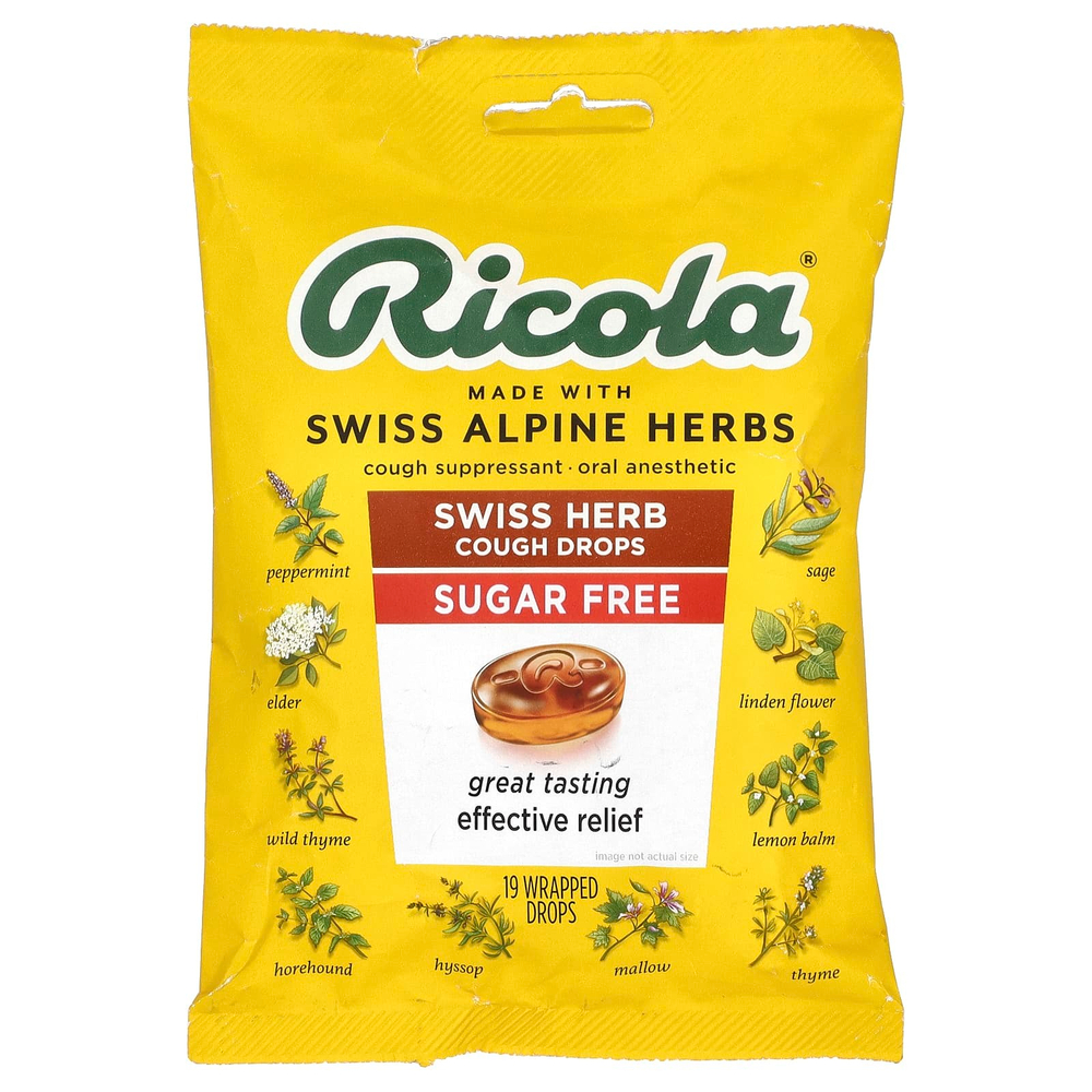 Ricola, леденцы от Swiss Herb от кашля, без сахара, 19 шт.