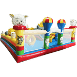 Надувной батут с крышей "Злой страшный серый волк"