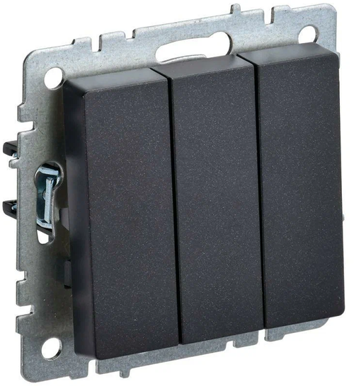 Выключатель 3-кл СП Brite 10А черный ИЕК