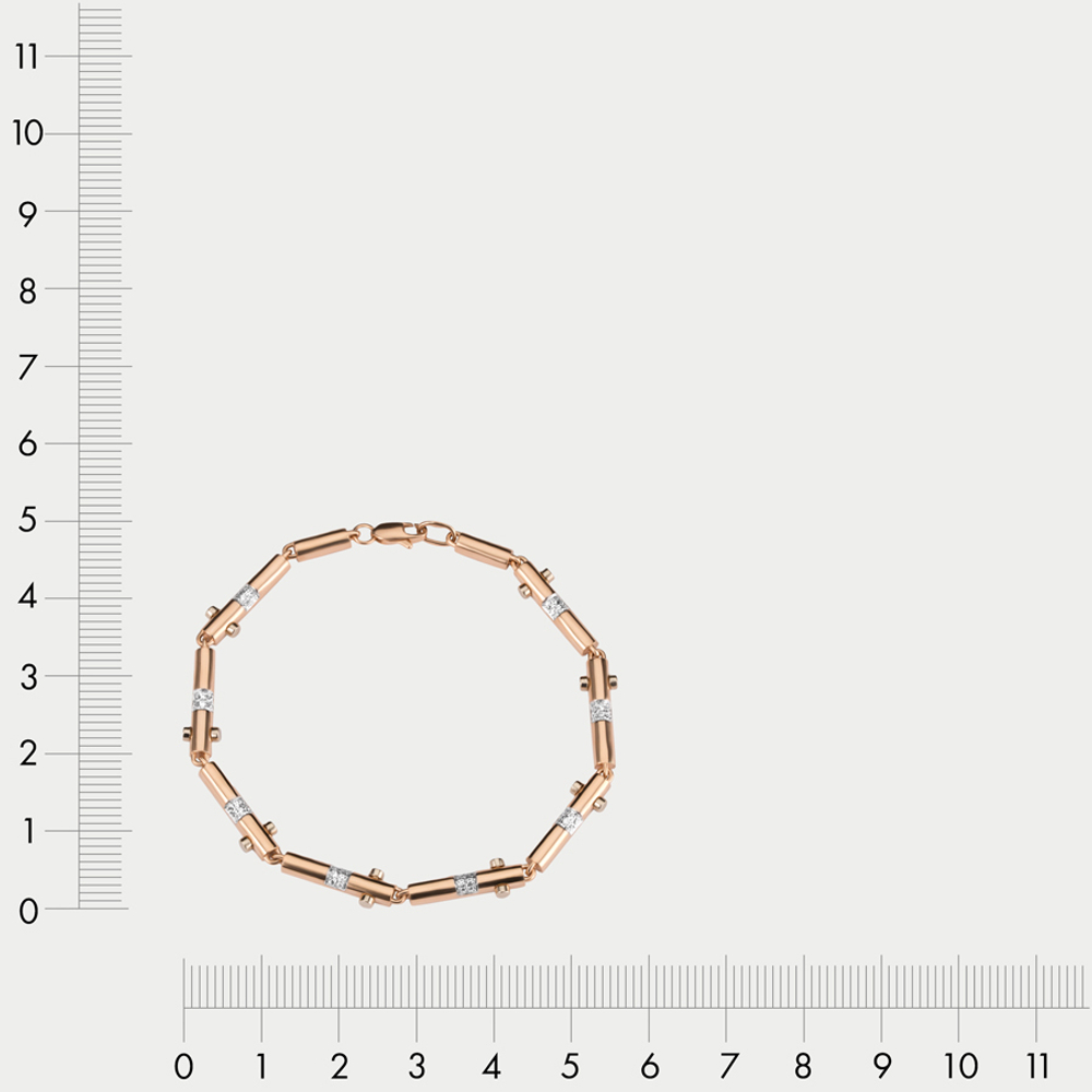 Браслет ролекс из розового золота 585 пробы с фианитами (арт. бр4970)