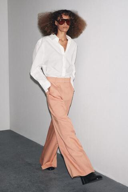 ZARA БРЮКИ В СТИЛЕ МИНИМАЛ — ZW COLLECTION, ПАСТЕЛЬНО-РОЗОВЫЙ