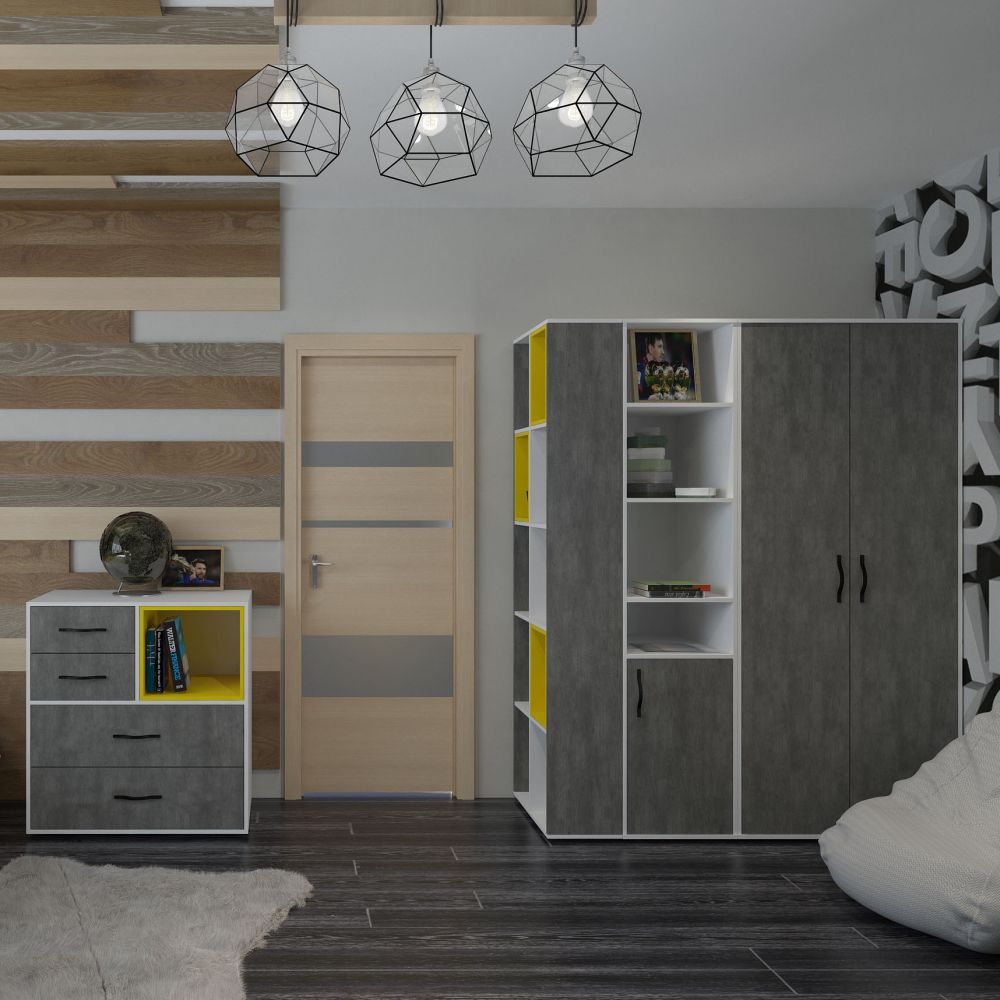 Пенал открытый 450 Junior (белый (тиснение лофт)/метрополитен грей)