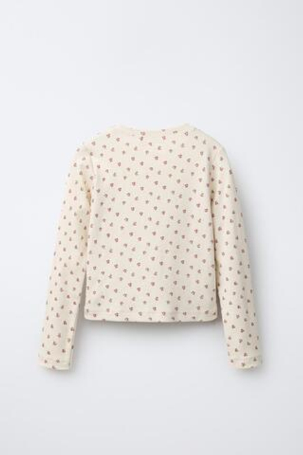 ZARA ФУТБОЛКА С ЦВЕТОЧНЫМ ПРИНТОМ И НАДПИСЬЮ, БЕЖЕВЫЙ