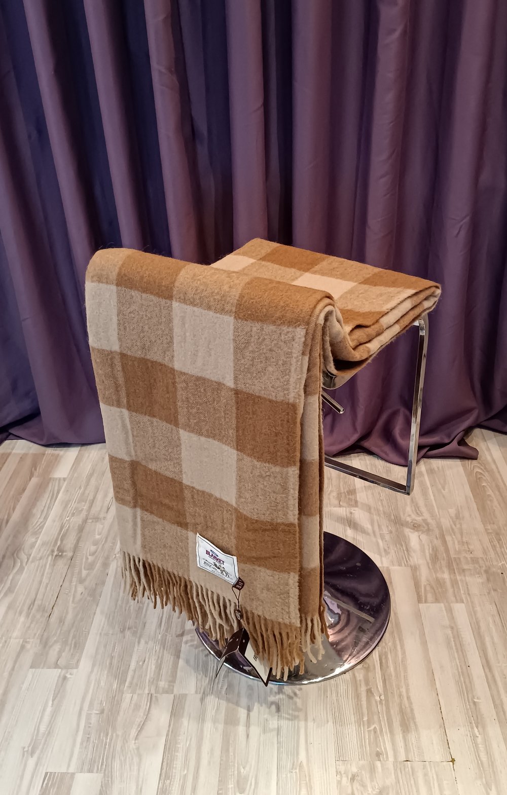 Плед из 100% шерсти молодого верблюжонка 180x200 см. (GOBI Cor.) - клетка