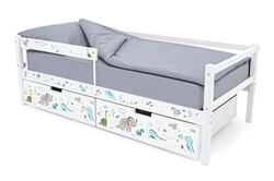 Детская кровать тахта Бельмарко Svogen белый динозаврики