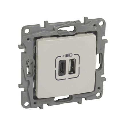 Розетка USB Niloe Тип А+C Слоновая кость