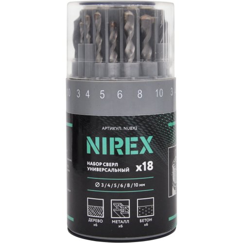 Набор сверел универсальный NIREX UniBit X2, 18шт NUBX2
