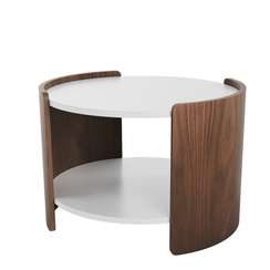 Столик Lagom D 65 см высота 45 см (белый, орех)