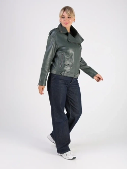 Кожаная куртка демисезонная косуха оверсайз
