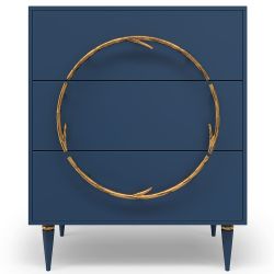 Комод Арт Колор matte Классик Голд с 3 ящиками Королевский синий матовый