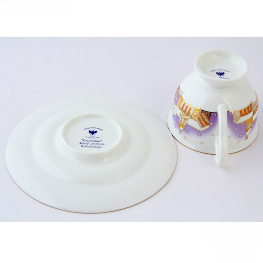 Чашка с блюдцем чайная 240 мл форма Айседора рисунок Снегопад арт. 81.19773.00.1