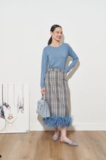 ЮБКА С ПЕРЬЯМИ СЕРЫЙ|БЕЖЕВЫЙ|ГОЛУБОЙ