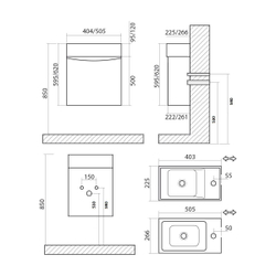 LIBERTY База под раковину подвесная с одной распашной дверцей, Bianco Lucido, 500x220x500, Liberty-500-1D-SO-BL-L