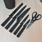 Набор ножей 7 предметов на подставке, цвет черный, Jewel