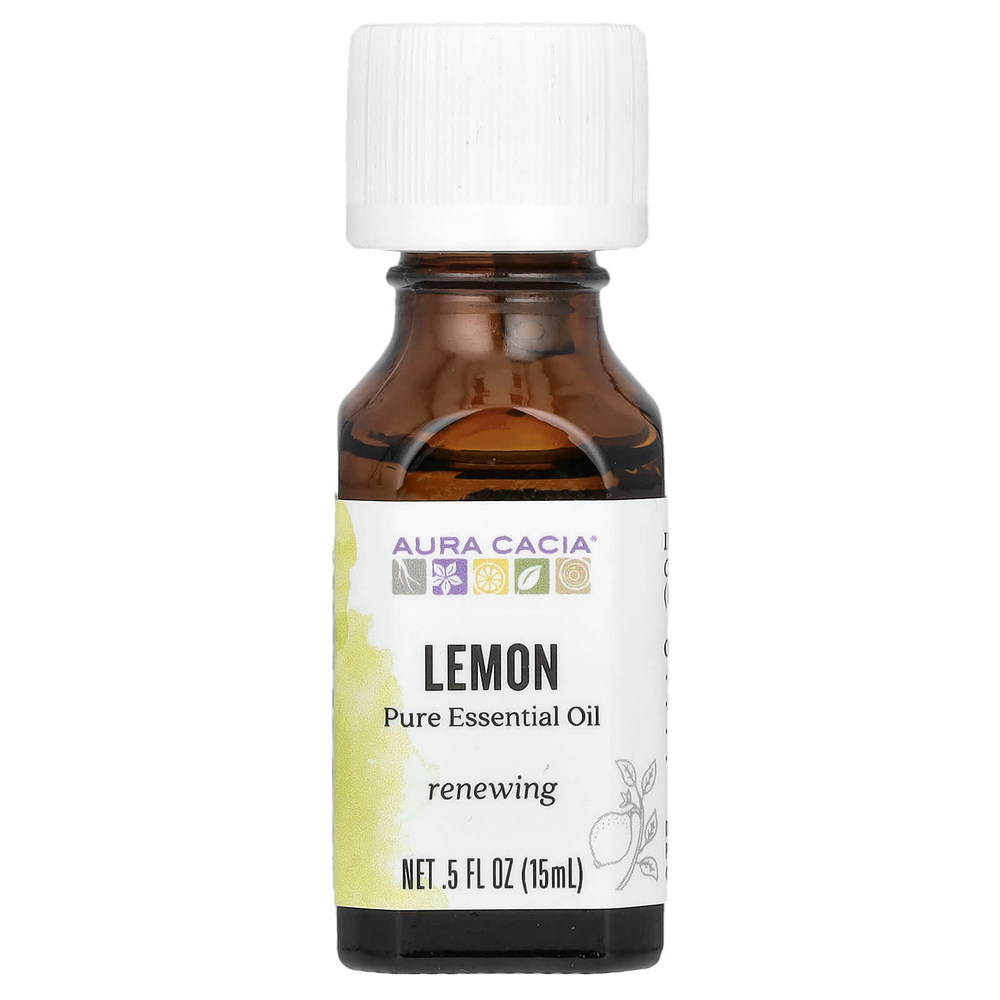 Aura Cacia, чистое эфирное масло, лимон, 15 мл (0,5 жидк. унции)