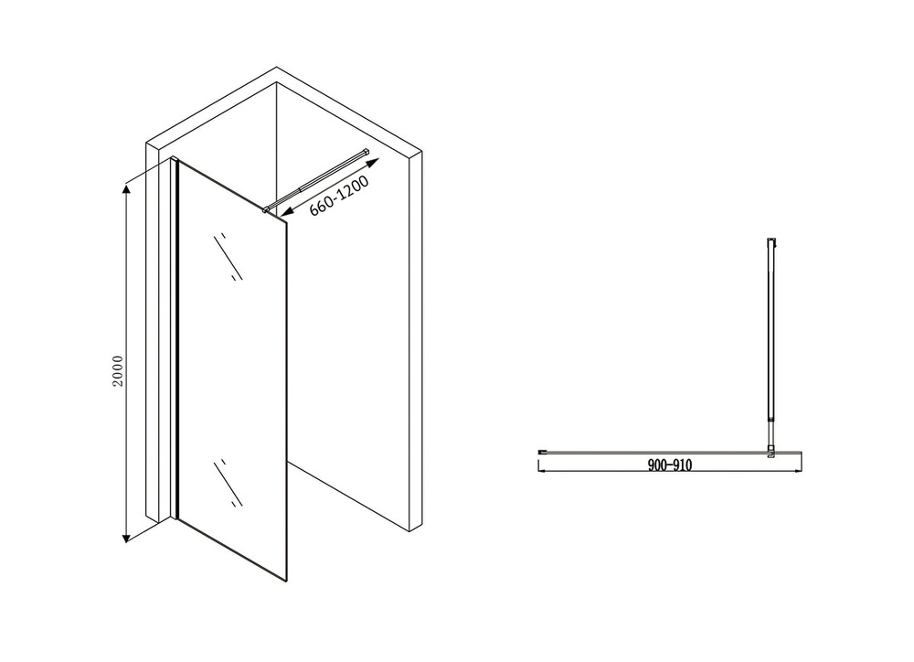 Душевая перегородка ABBER Immer Offen AG61090