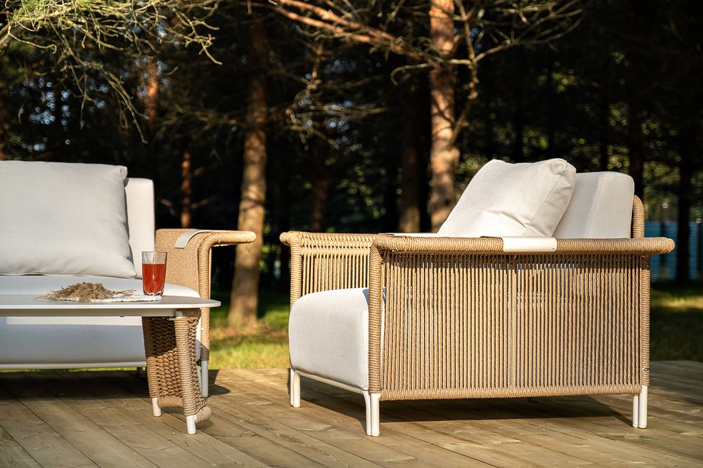 "Мальдивы" лаунж-зона из искусственного ротанга, цвет соломенный