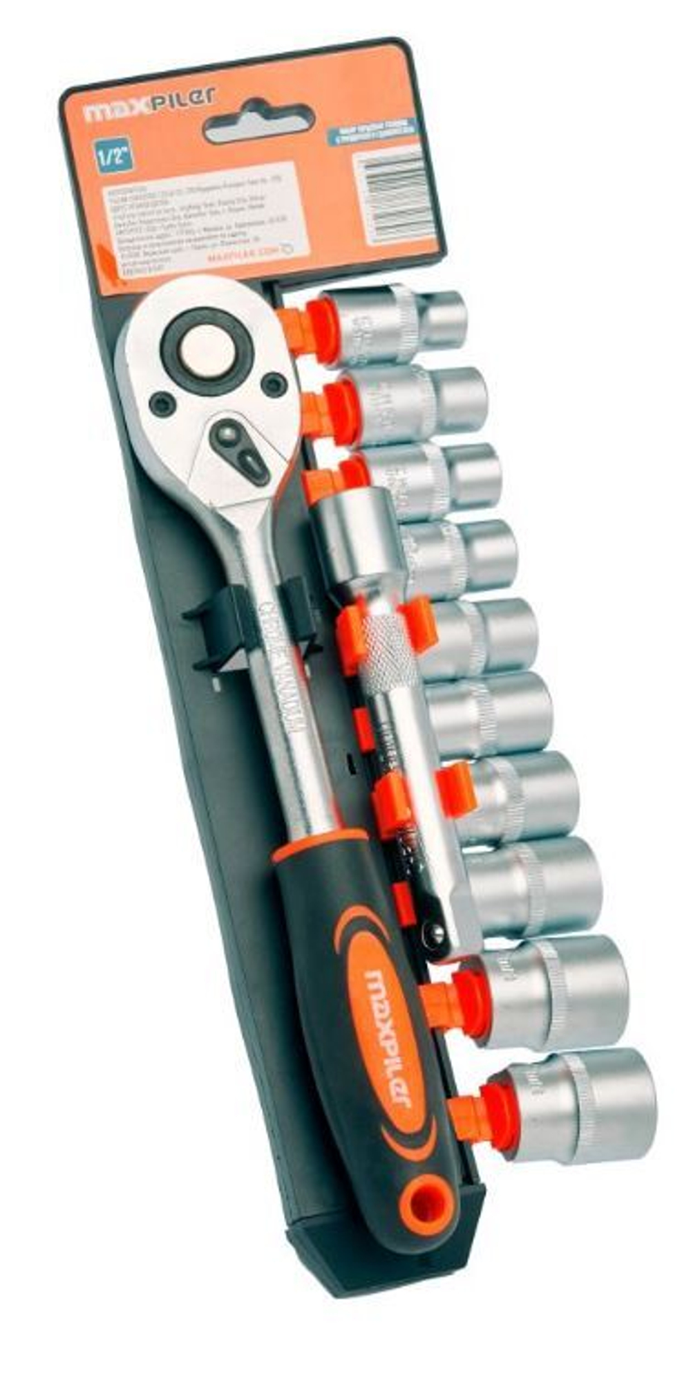 Набор инструментов MaxPiler 13 (12 предметов, торцевые головоки с трещоткой и удлинителем 1/4''CrV)