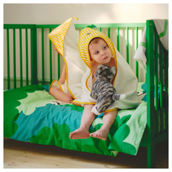 IKEA GRÖNFINK  (ИКЕА ГРÖНФИНК)  -  Полотенце детское с капюшоном, желтое, 80x80 см