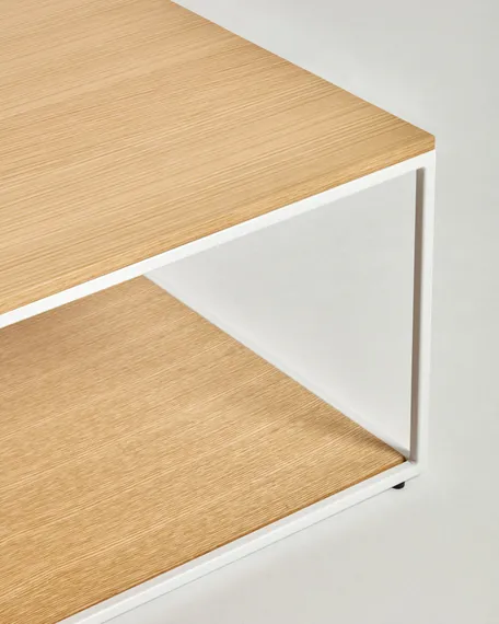 Yoana Журнальный столик из шпона дуба и белого металла 110 x 60 см
