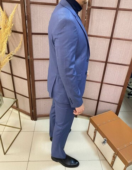 Костюм двойка синий из структурной ткани