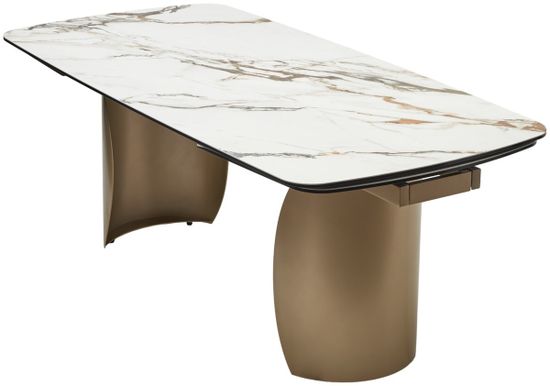 Стол BRONTE 200 раскладной KL-188 Контрастный мрамор матовый, итальянская керамика/ Шампань