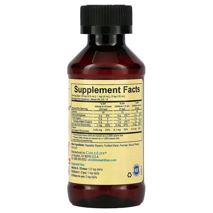 Цинк со вкусом манго и клубники, Zinc Plus, ChildLife, Essentials, 118 мл 2