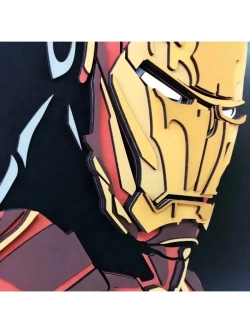 Деревянное панно картина по номерам Железный человек, Marvel